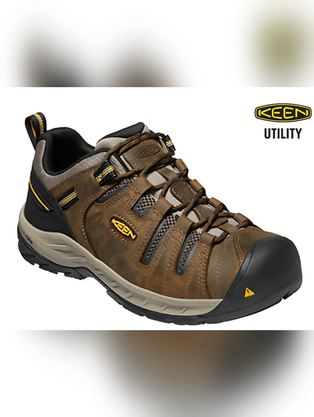 NWOT KEEN Brown & Gray Men's Lace-Lock Composote Toe Athletic Woek Shoes SIZE 9